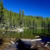 A small, unnamed lake near the bottom of the Snow Lakes Trail