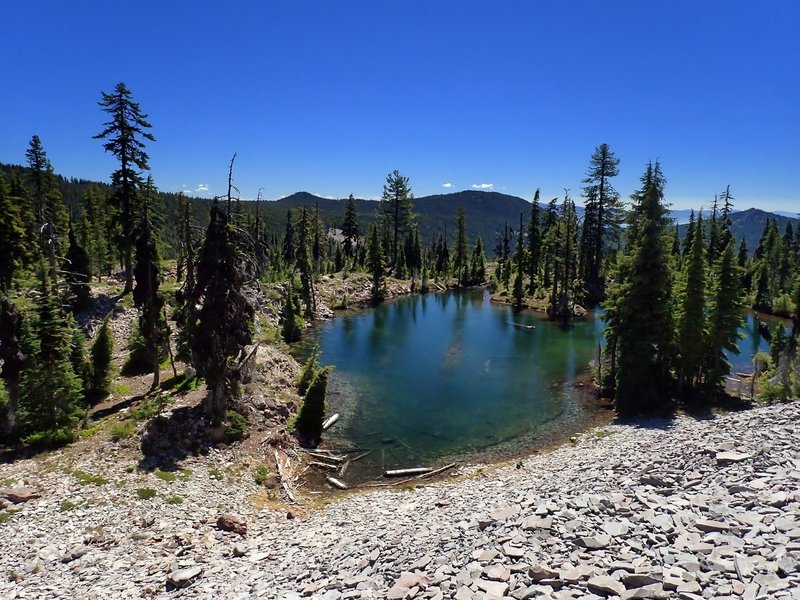 One of the Snow Lakes at the base of a huge shale rubble field.