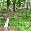 Narrow crossing bridge on Hillside Trail.