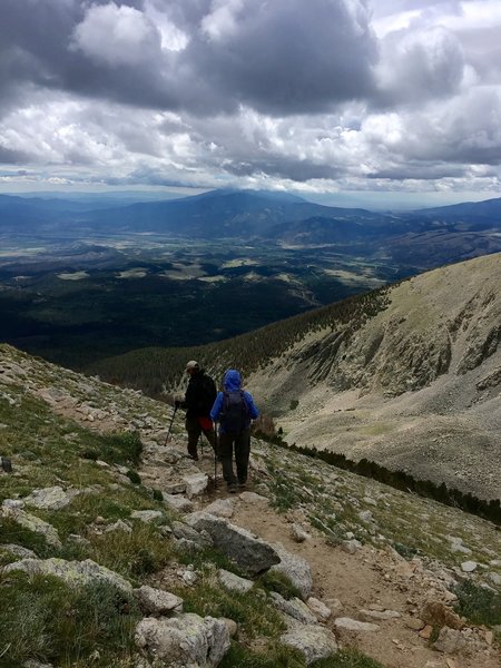 View of the valley above the treeline one the way down from Shavano