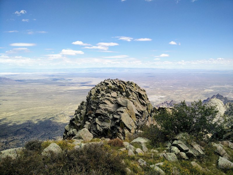 A view from Organ Needle towards White Sands Missile Range; White Sands Nat'l Monument can be seen at the upper left