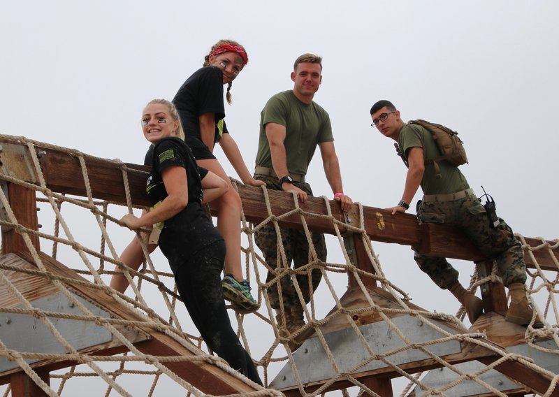 Cargo Net Climb with Marine Volunteers