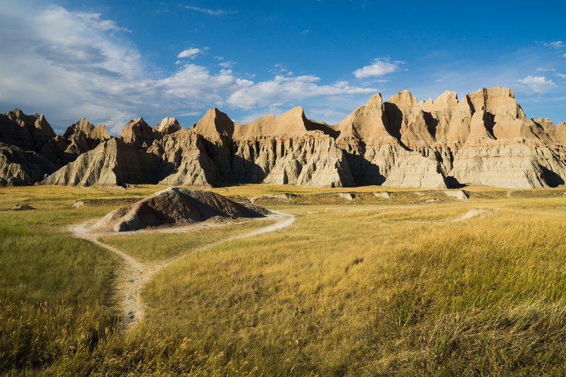 Grassy path leading into Badlands