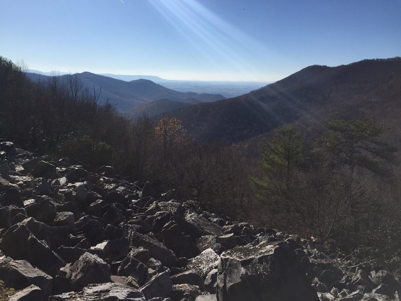 Looking back to the Trayfoot ridgeline that must be traversed to get here.