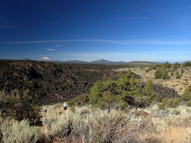 Black lava flow and Mount Shasta from end of trail