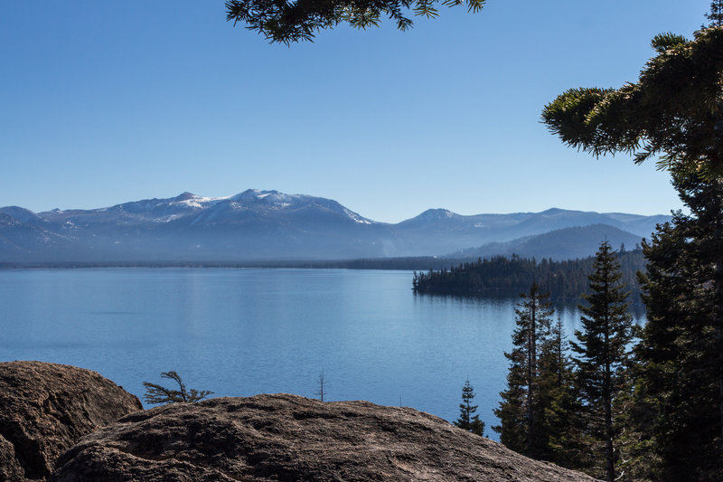 View across Lake Tahoe towards South Lake Tahoe