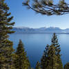 View across Lake Tahoe from Rubicon Trail in D.L. Bliss State Park