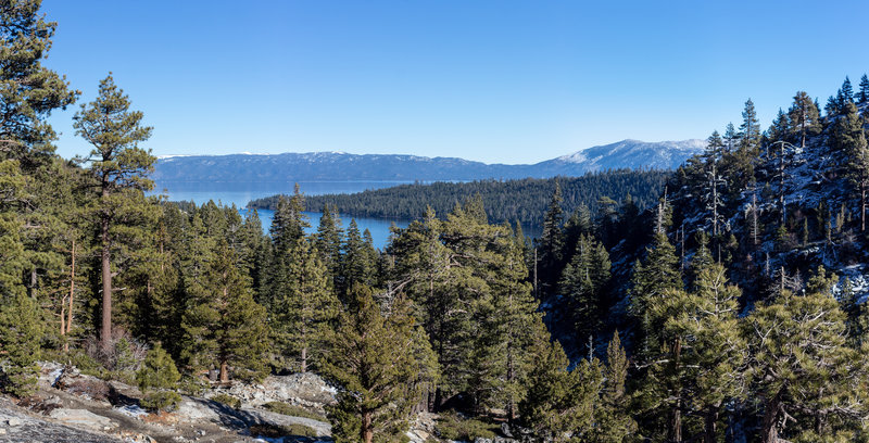 Lake Tahoe and Emerald Bay from the vista point at the end of the Eagle Trail Loop