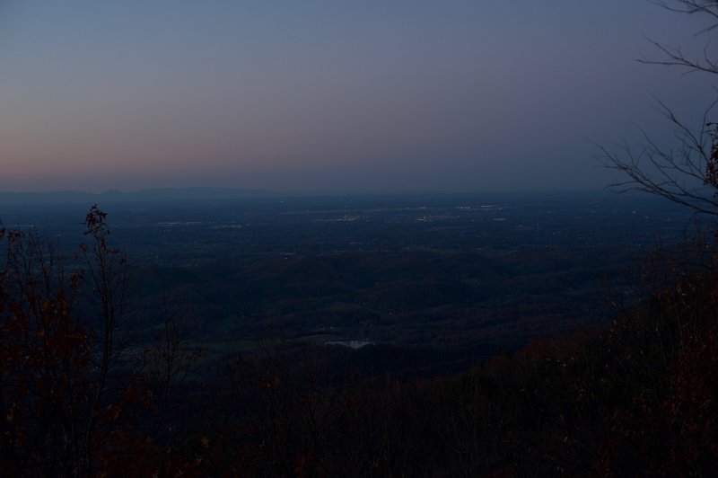 Maryville, TN sits off in the distance in the TN Valley.   The observation tower provides views of the protected areas of the Smokies and the developed valley surrounding it.