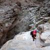 Climbing past the short dry falls