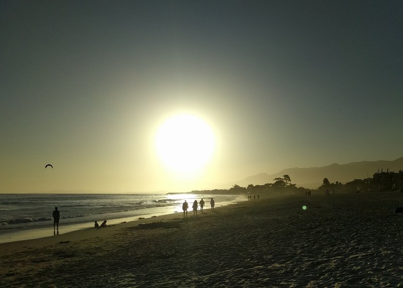 The sun goes down on Carpinteria State Beach