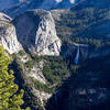 Vernal Falls and Nevada Falls with Liberty Cap and Mount Broderick to the left