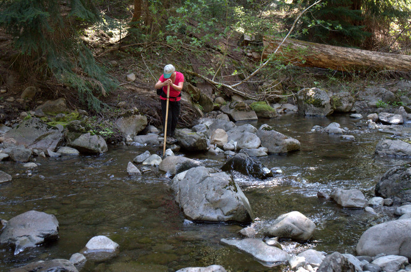 Crossing the West Fork of Muir Creek