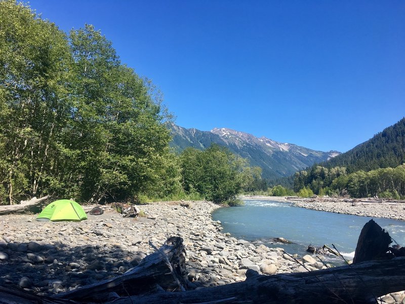 Camping on the Hoh River near the Olympus Ranger Station.