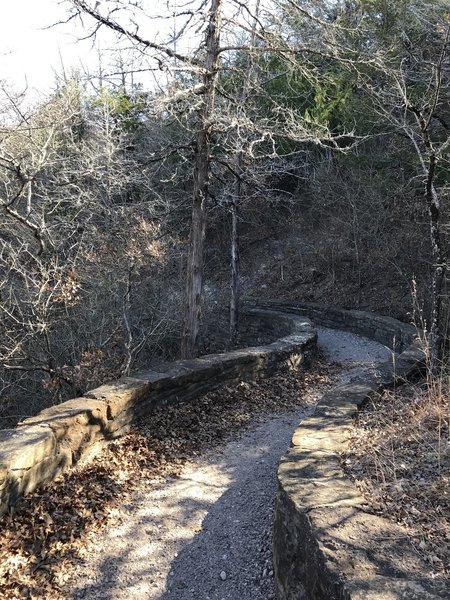 CCC stonework leading up Bromide Hill.