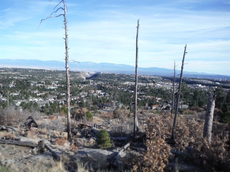 Los Alamos Townsite and Sangre de Cristo Mountains looking east from the Perimeter Trail