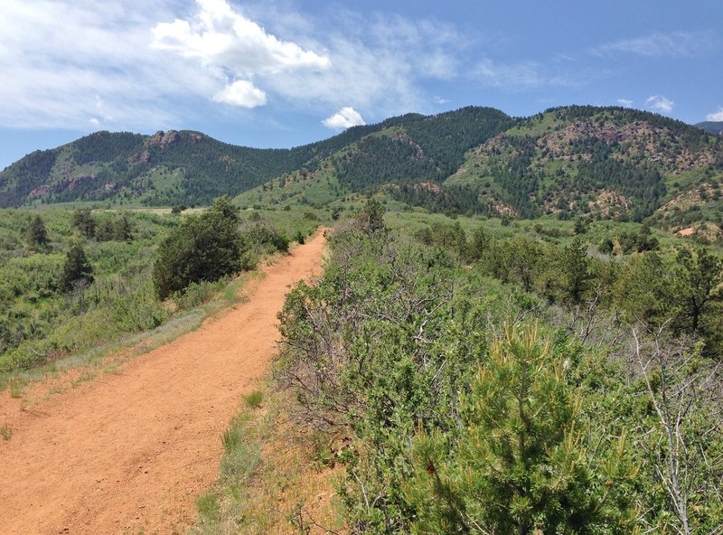 Looking toward the Rocky Mountain foothills from the Mesa Trail