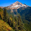 Mount Hood from the south side of Bald Mountain looking into the Muddy Fork of the Sandy River Valley.  Photo from USFS.