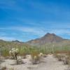 As the trail passes the Amphitheater, you get a great view of Twin Peaks and the desert landscape.