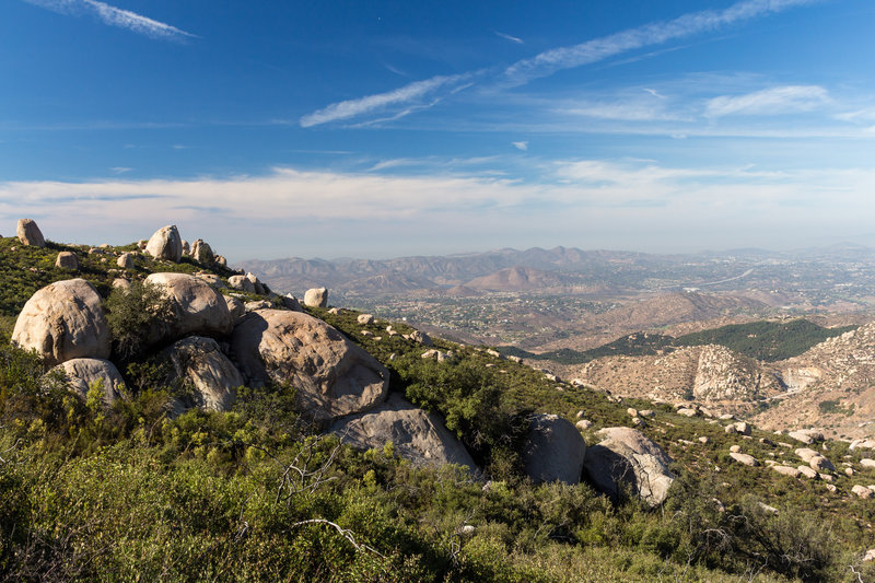 Looking across the hills onto the outskirts of Poway from the Fry Koegel Trail