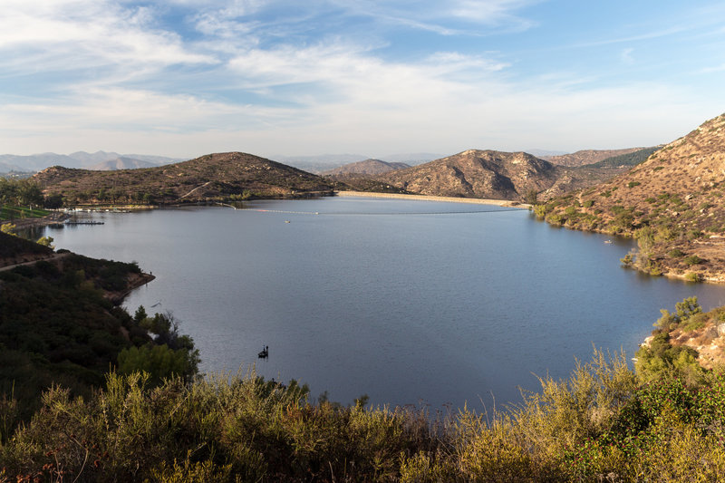 Lake Poway during the late afternoon from the lookout at the south of the lake