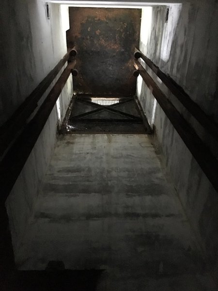 Inside one of the amo elevators at Fort Casey.