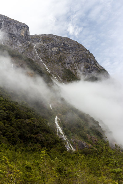 Foggy waterfall on the south side of Clinton Valley