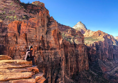 Looking down at Canyon Overlook Trail