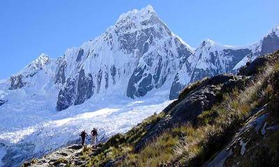 Taulliraju just west of Punta Union Pass. Ed & Jo 2003