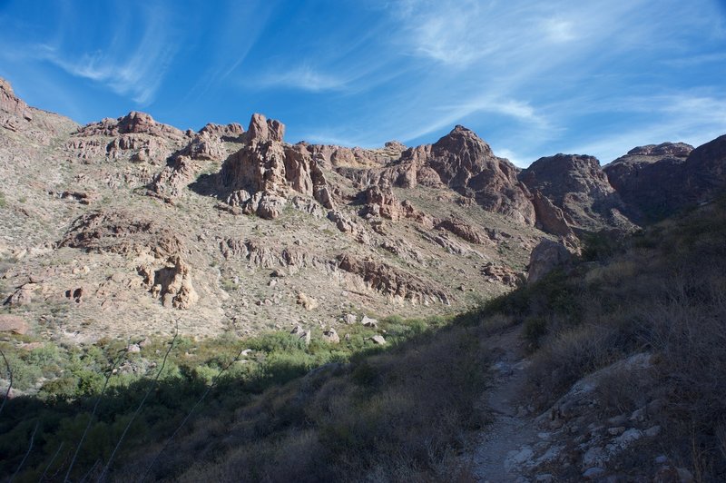 You get some amazing views of the surrounding mountains from the trail inside the canyon.