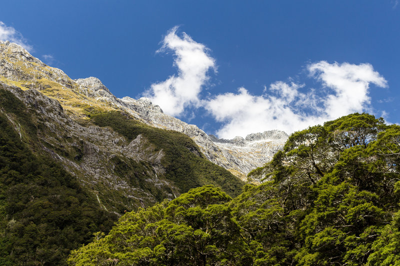 The last remnants of snow on the mountains surrounding Pompolona Lodge