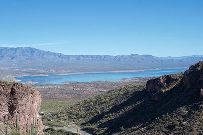 The view of Theodore Roosevelt Lake from the trail.