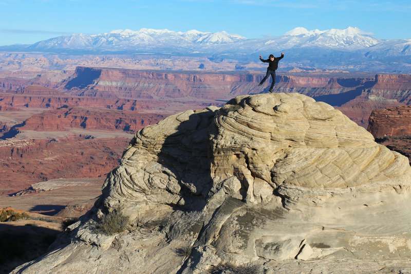 The La Sal Mountains and Canyonlands National Park from the Lathrop Trail.