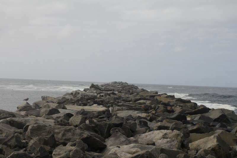 Looking W towards the ocean, as you can see the jetty becomes much rougher and then tappers of into the water.