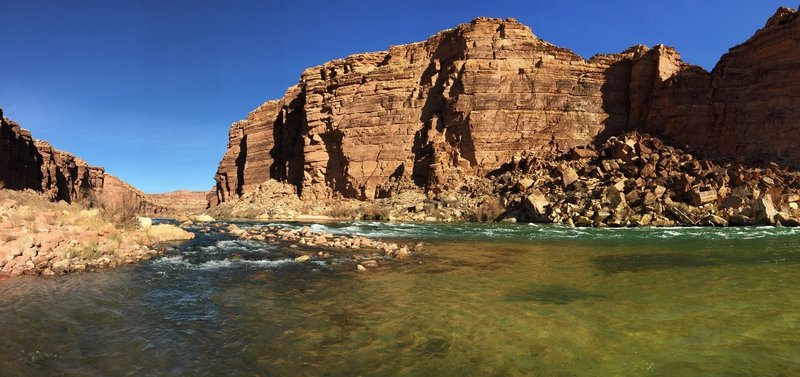 At the end of the Cathedral Wash it opens up to the Colorado River...great place to have lunch!