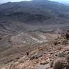 Climbing the higher, steeper, part of the ridge.