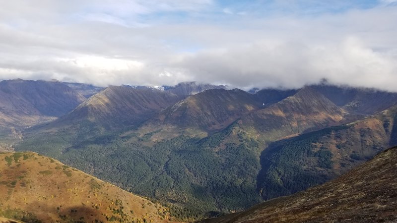 Fall ridge view looking east toward the Bird Glacier peaks.