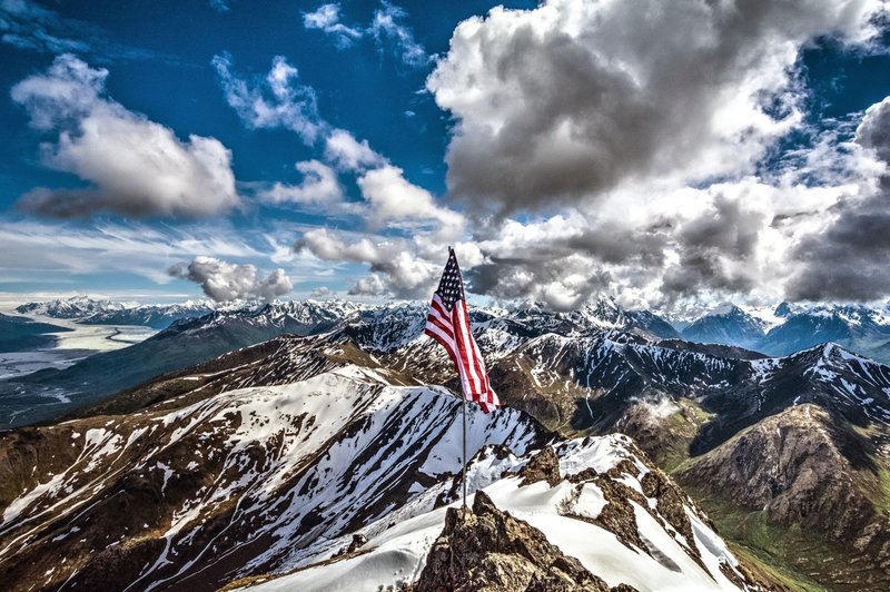 South summit view looking east with new flag in place