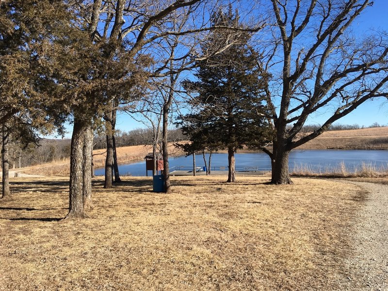 The pond and picnic deck at the center of the park.