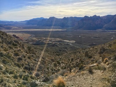 Beginning the climb, looking back toward the trailhead.