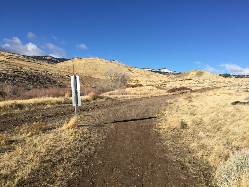 The upper loop intersects with a dirt road you must traverse for a very short distance before getting back on loop trail