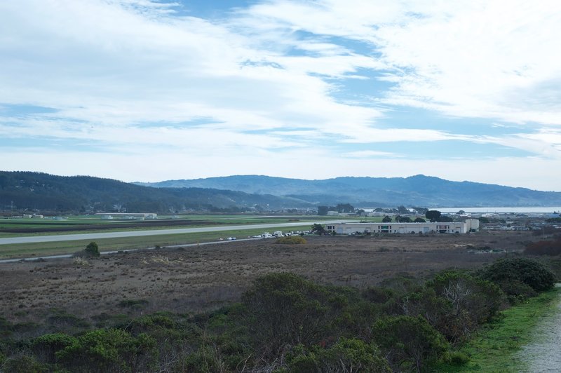 The Half Moon Bay Airport, Airport Street, and Half Moon Bay can be seen as the trail climbs to the top of the bluff.