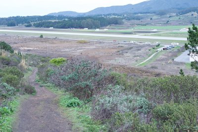 If you turn around, you can appreciate the grade of the trail that you just climbed. You can also see the parking area at Airport Street that is another way to access the trail.