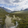 The singletrack through Glen Sligachan with towering mountains on either side and lochs in front of you is popular with hillwalkers and cyclists.