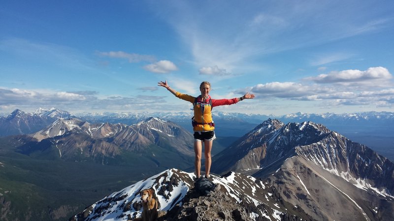 Ridge view looking southeast toward the southern Wrangells and St. Elias mountain ranges.