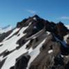 Ridge view looking north at Bonanza Peak (middle), Mt. Blackburn (left), and Regal Mountain (right)