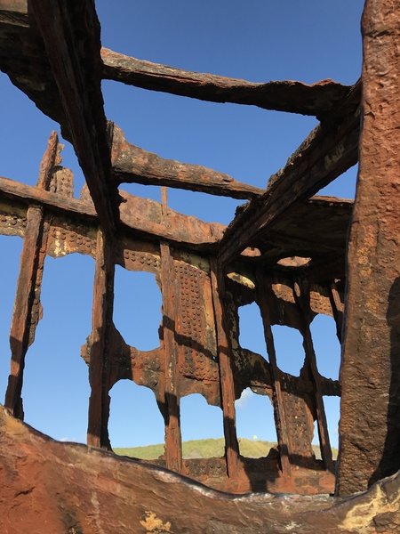 Looking up through the wreck.