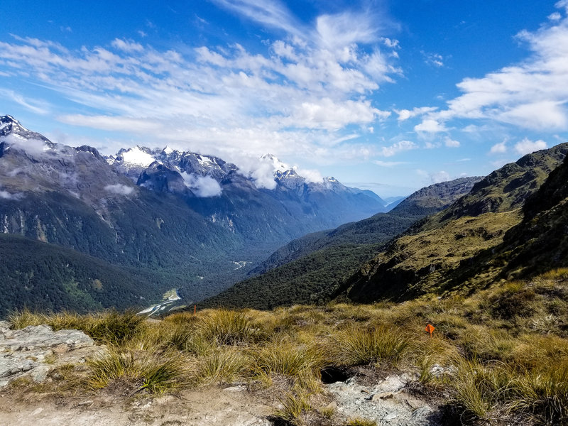 On a clear day, you can see the ocean from the Routeburn Track