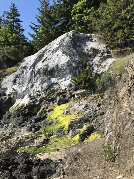 Exposed lime stone near the kilns.