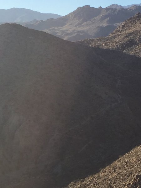 Looking south over one of the steepest descents of this route.